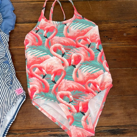 Striped and Flamingo Print Swimsuits 5T - Picture 2 of 6